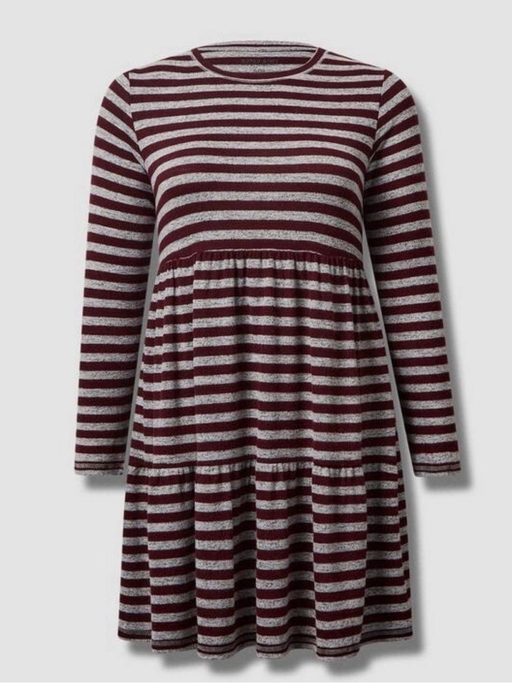 Torrid Super Soft Tiered Dress - Burgundy & Gray